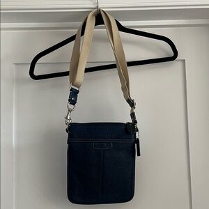 Coach Navy Blue Crossbody Bag with Beige Strap